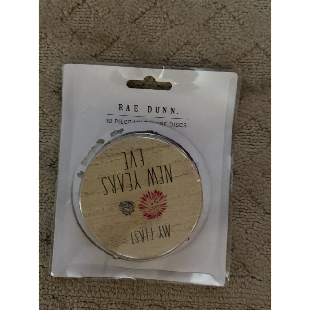 Rae Dunn 10‎ Piece Wood Milestone disc for All The First Holidays Baby Photo